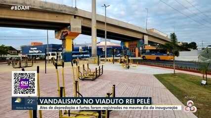 Viaduto Rei Pelé sofre depredações após inauguração Viaduto Rei Pelé sofre depredações após inauguração