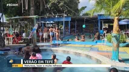 Moradores de Tefé aproveitam 'Verão Amazônico' com lazer na natureza e muito refresco Moradores de Tefé aproveitam 'Verão Amazônico' com lazer na natureza e muito refresco
