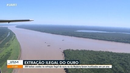 Extração ilegal de ouro no rio Madeira: 300 balsas inutilizadas em um ano Extração ilegal de ouro no rio Madeira: 300 balsas inutilizadas em um ano