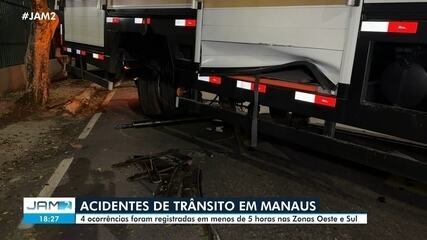 Quatro acidentes de trânsito são registradas em cinco horas em Manaus
