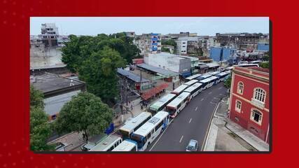 Vídeo mostra fila de ônibus em avenidas de Manaus durante paralisação dos rodoviários