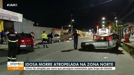Idosa morre atropelada por carro que perseguia motociclista após briga de trânsito