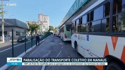 Paralisação do transporte coletivo em Manaus recolhe toda a frota para garagens e terminai