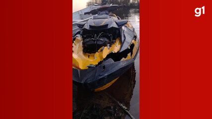 Acidente entre moto aquática e lancha no Rio Negro.