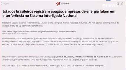 Apagão afeta vários estados do Brasil