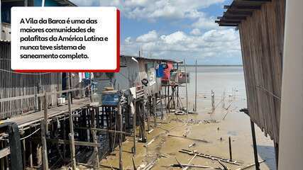 Obra leva esgoto de áreas nobres de Belém para comunidade de palafita sem saneamento.