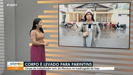 Corpo do trabalhador morto durante montagem de árvore de Natal é levado para Parintins