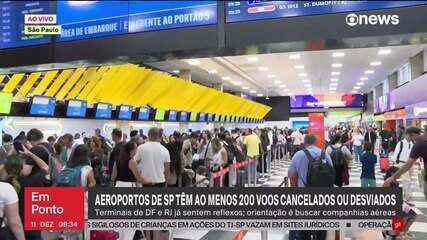 Centenas de voos são cancelados nos aeroportos de SP após vendaval