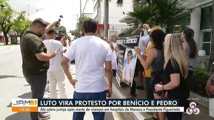 Luto vira protesto por Benício e Pedro; população cobra justiça por mortes em hospitais