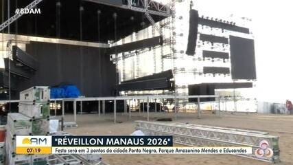 "Reveillon Manaus 2026": festa será na Ponta Negra, Parque Amazonino Mendes e Educandos