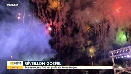 'Réveillon Gospel' reúne fiéis na praia da Ponta Negra, em Manaus