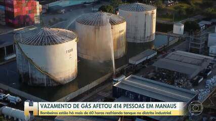 Bombeiros combatem vazamento de gás tóxico há mais de 60 horas em Manaus