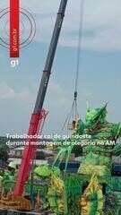 Trabalhador cai de guindaste durante montagem de alegoria no Amazonas