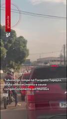 Tubulação rompe, afeta abastecimento e causa congestionamento em Manaus