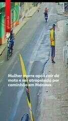 Mulher morre atropelada após ser cair de moto e ser atingida por caminhão em Manaus