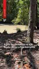 Água de cachoeira no Amazonas muda de cor e fica barrenta