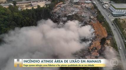 Incêndio atinge área de lixão em distrito industrial de Manaus